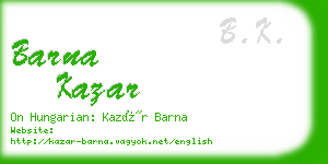 barna kazar business card